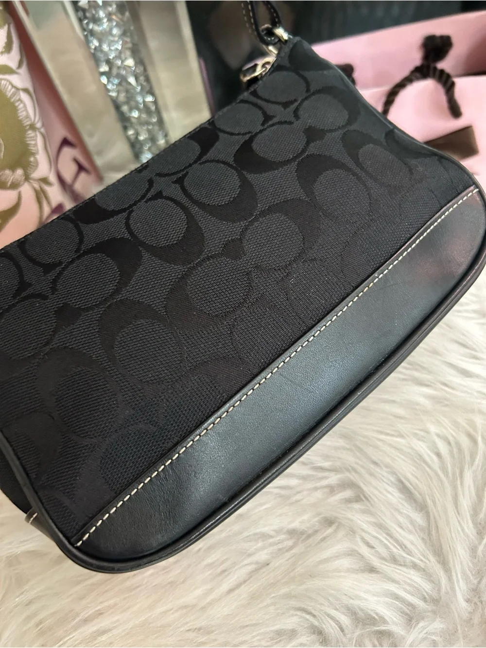 Y2K Vintage COACH 6094 Demi Black Signature Logo Baguette Bag